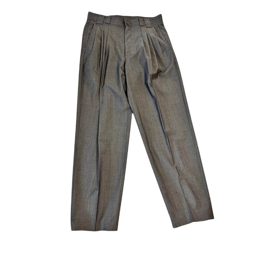 Gianni Versace VTG Mens Gray 100% Lana Wool Triple Pleated Trousers Italy 31x30